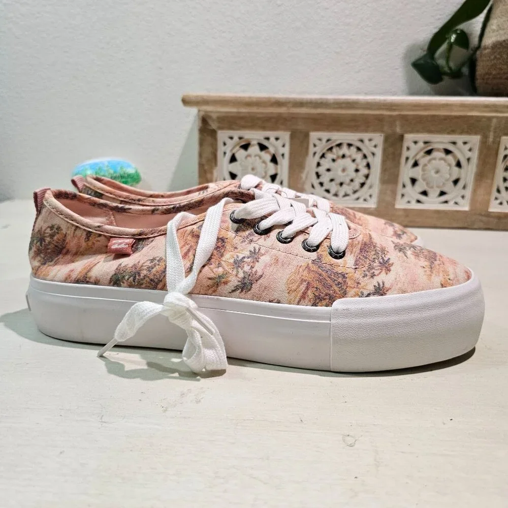 Billabong Women Sz 10 Platform Tropical Palm Rio Lace Up Cushioned Sneaker Shoes - Picture 2 of 13